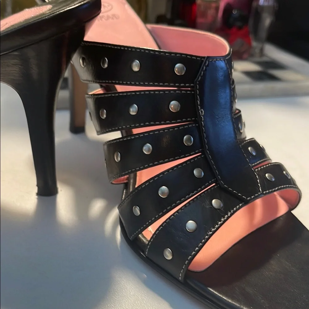 Joan & David Black and Silver Mules with Elegant Design - Picture 5 of 16